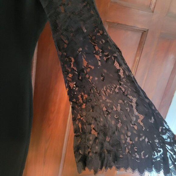 Black Talbots Lace Sleeve Sheath Dress Size 14 Polyester/Nylon Blend For Women - Picture 3 of 6